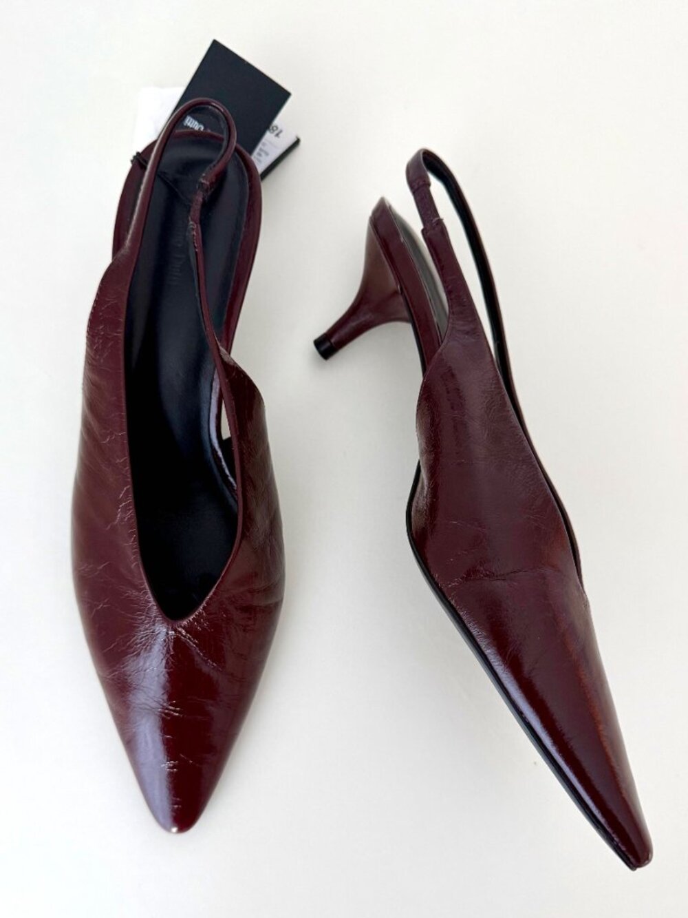MASSIMO DUTTI Leather Slingback Heels in Burgundy US 9 EU 40 New